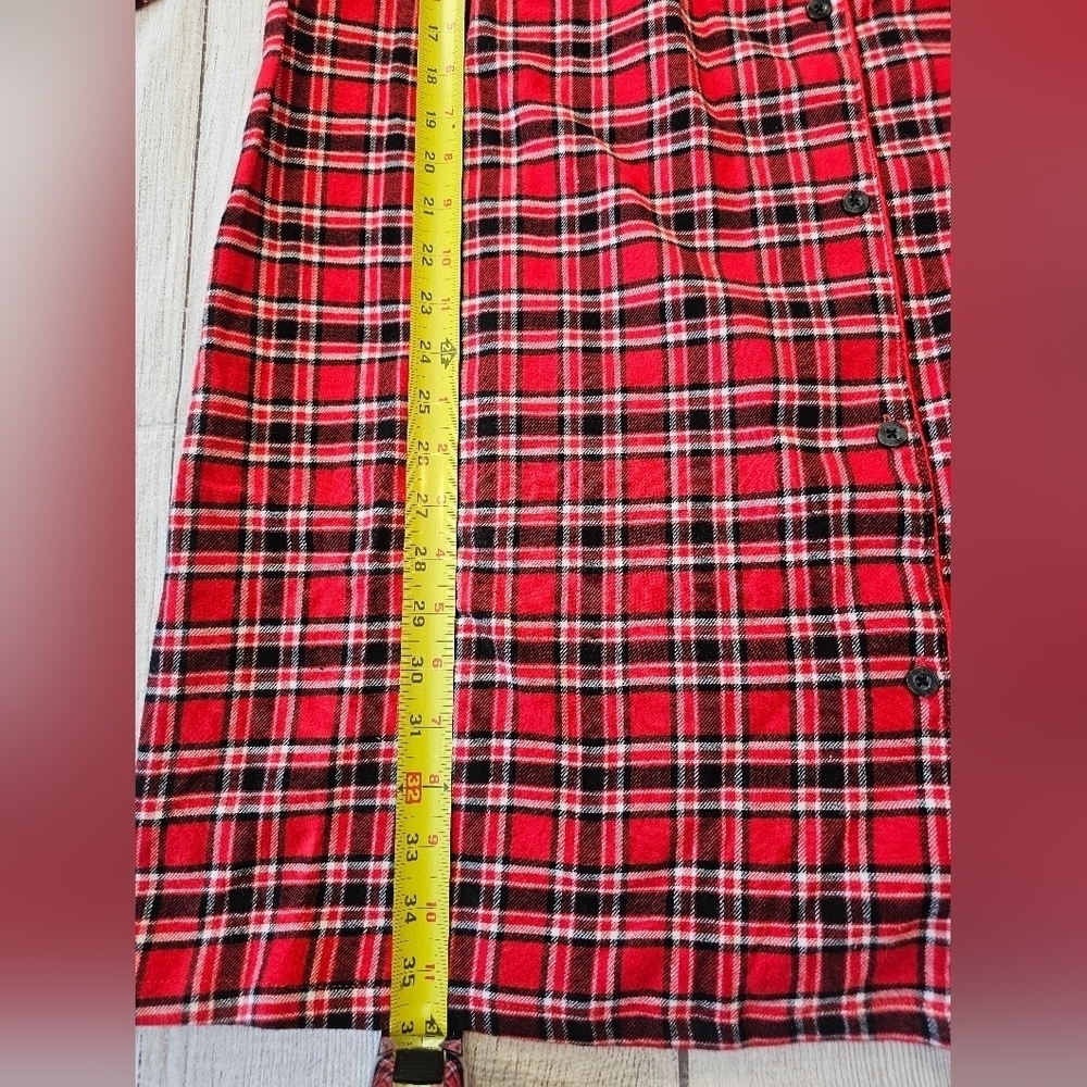 Jockey Women's Size 1X Soft Flannel Red Black White Plaid Nightshirt New w/ Tag - Picture 8 of 8